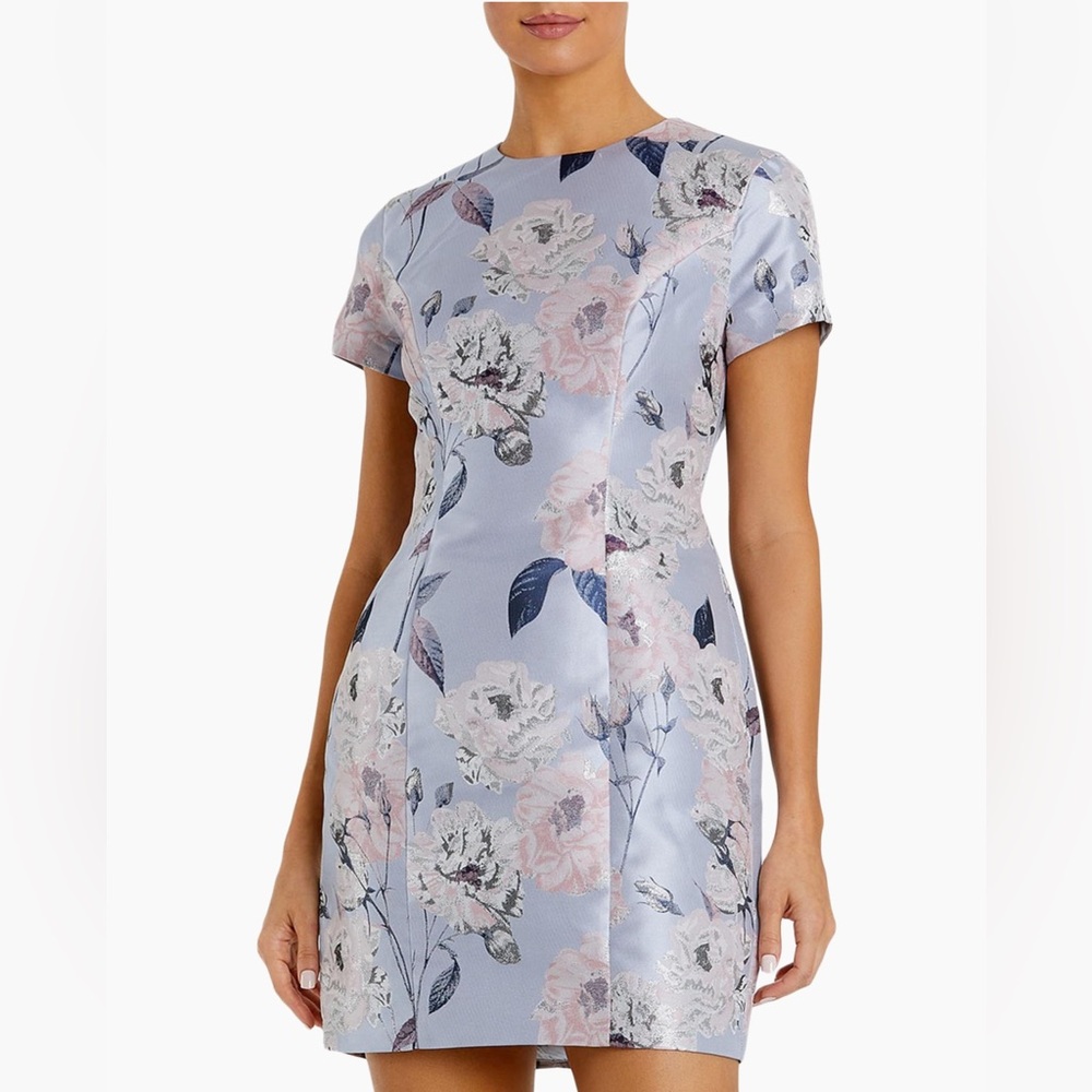 Mac Duggal Floral Cap-Sleeve Minidress